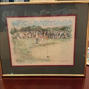 Framed Golf Artwork with Gold Frame